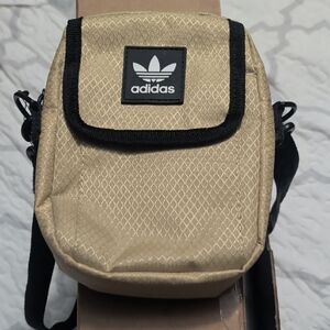 adidas Small Tan Crossbody Belt Bag with Black Trim